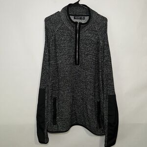 Nautica 1/4 Zip Pullover Linen Blend Sweater Mens Size XXL Black White Heathered